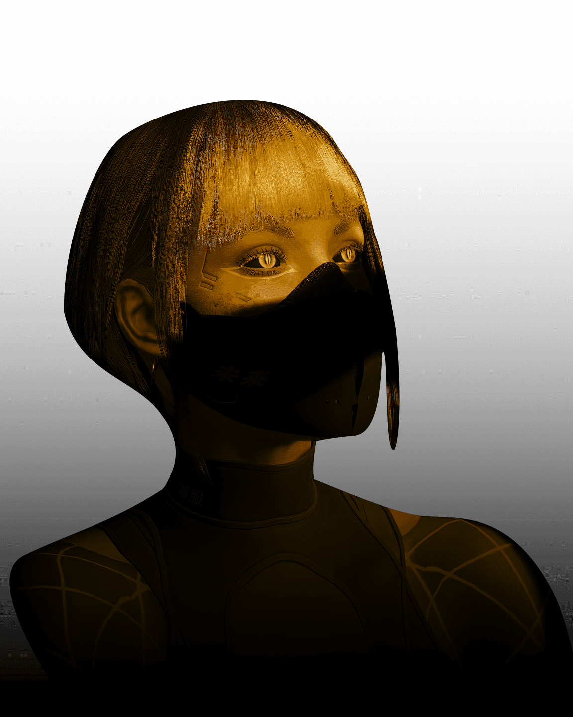 V — gold portrait cutout, isolated character asset