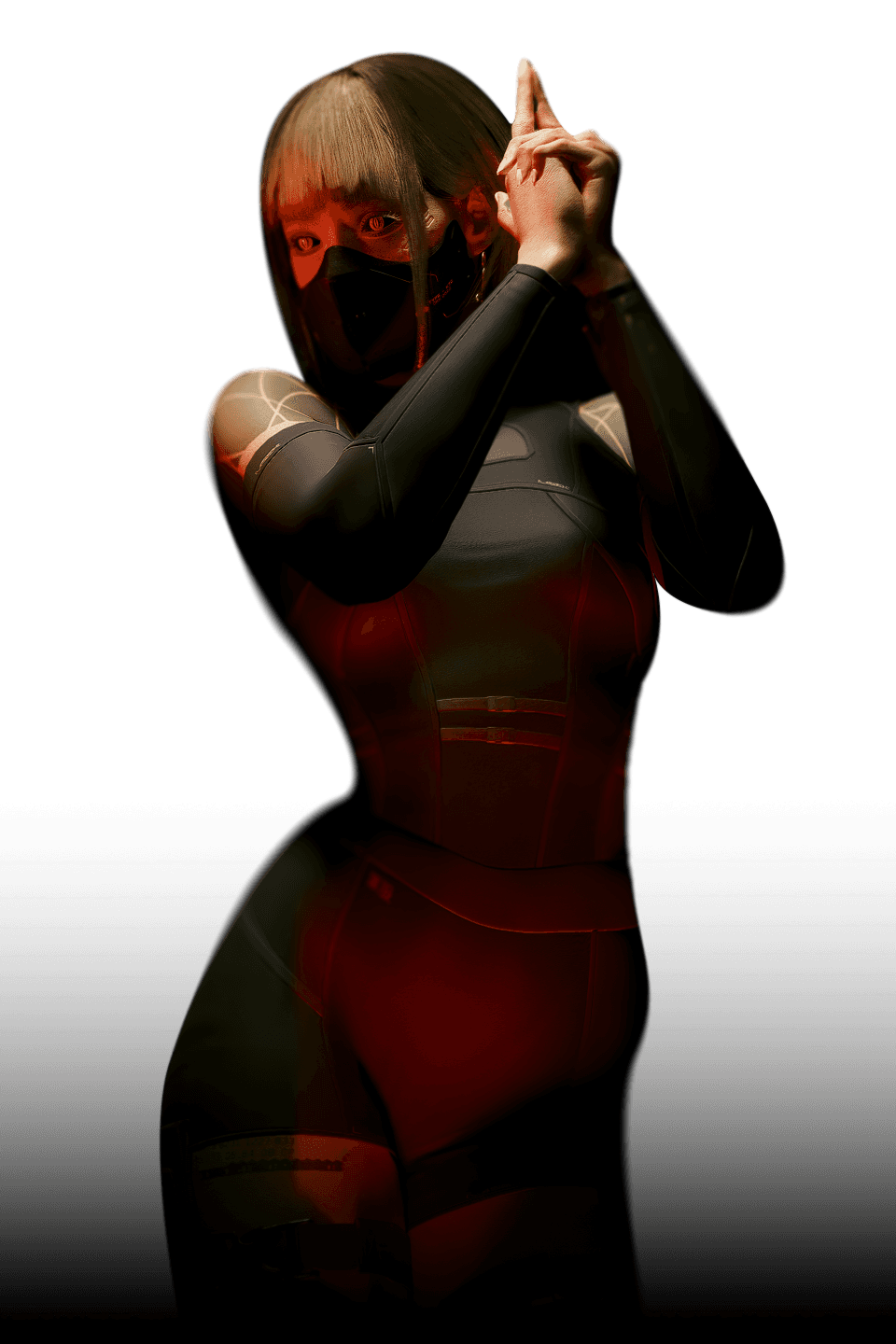 Sandevistan — red tinted character cutout, isolated asset