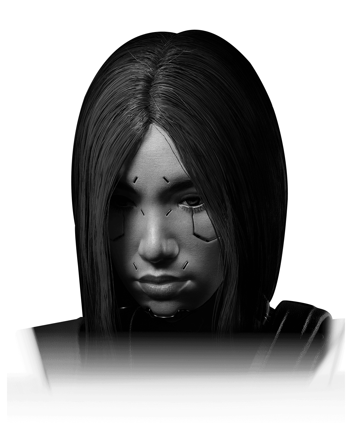 SoMi — character cutout asset, isolated portrait, dark background